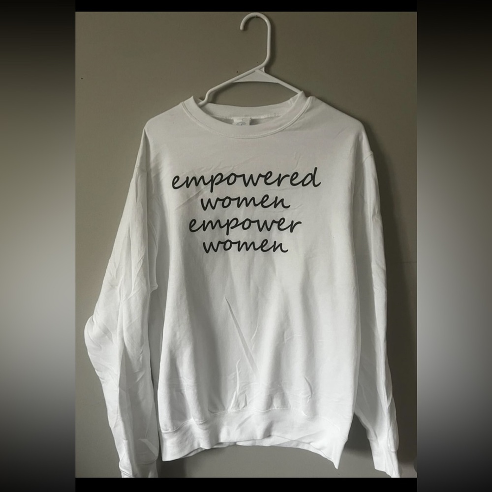 Empowered By You White Crew Neck Sweater